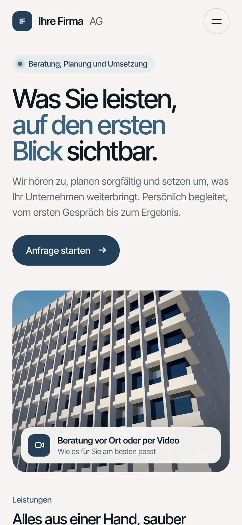 Beispiel-Design: Unternehmen (Ihre Firma, fiktive Marke)